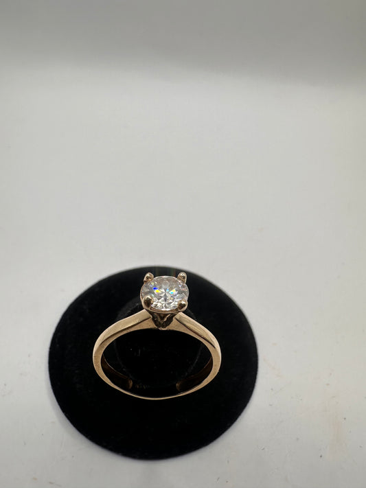 14k Solid Gold Ring with 6.5mm CZ