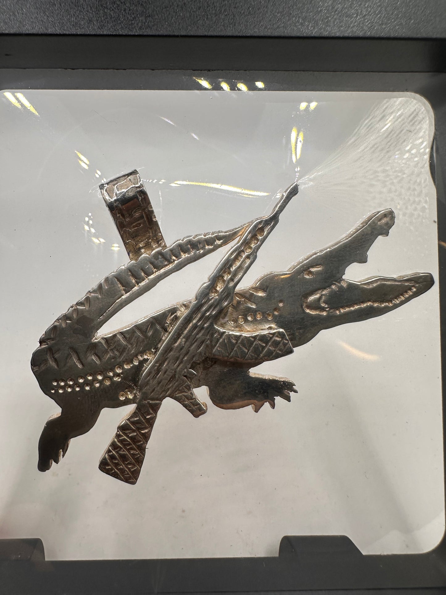 Gator with Ak47 Pendant Hand Made Silver