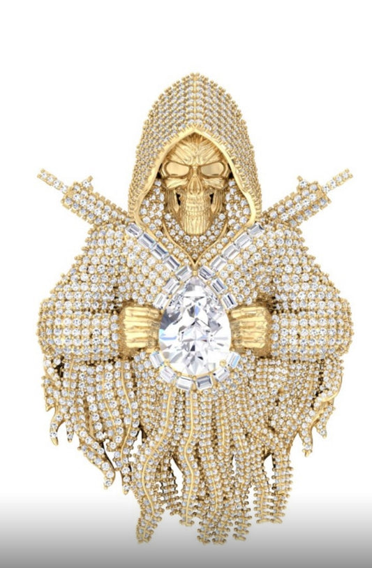 Grim Reaper with ar15s (pendant) 6.6ct diamonds