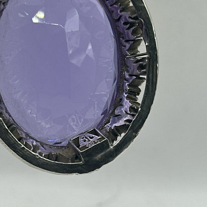 Very Large 115 Gram Purple Topaz Pendant .925 Solid Silver