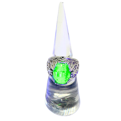 Uranium Glowing Glass Moss Ring Size 6.5