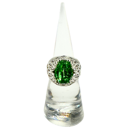 Uranium Glowing Glass Moss Ring Size 6.5