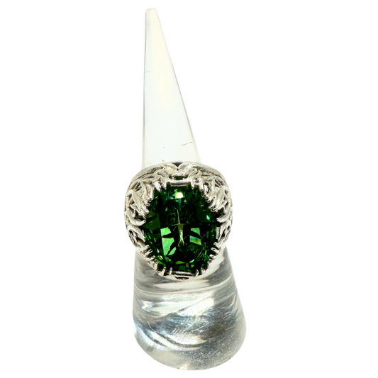 Uranium Glowing Glass Moss Size 7 13g Ring (Large Uranium)