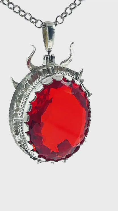 55 Gram .925 Huge Silver Pendant with Mexican Fire Opal Gem